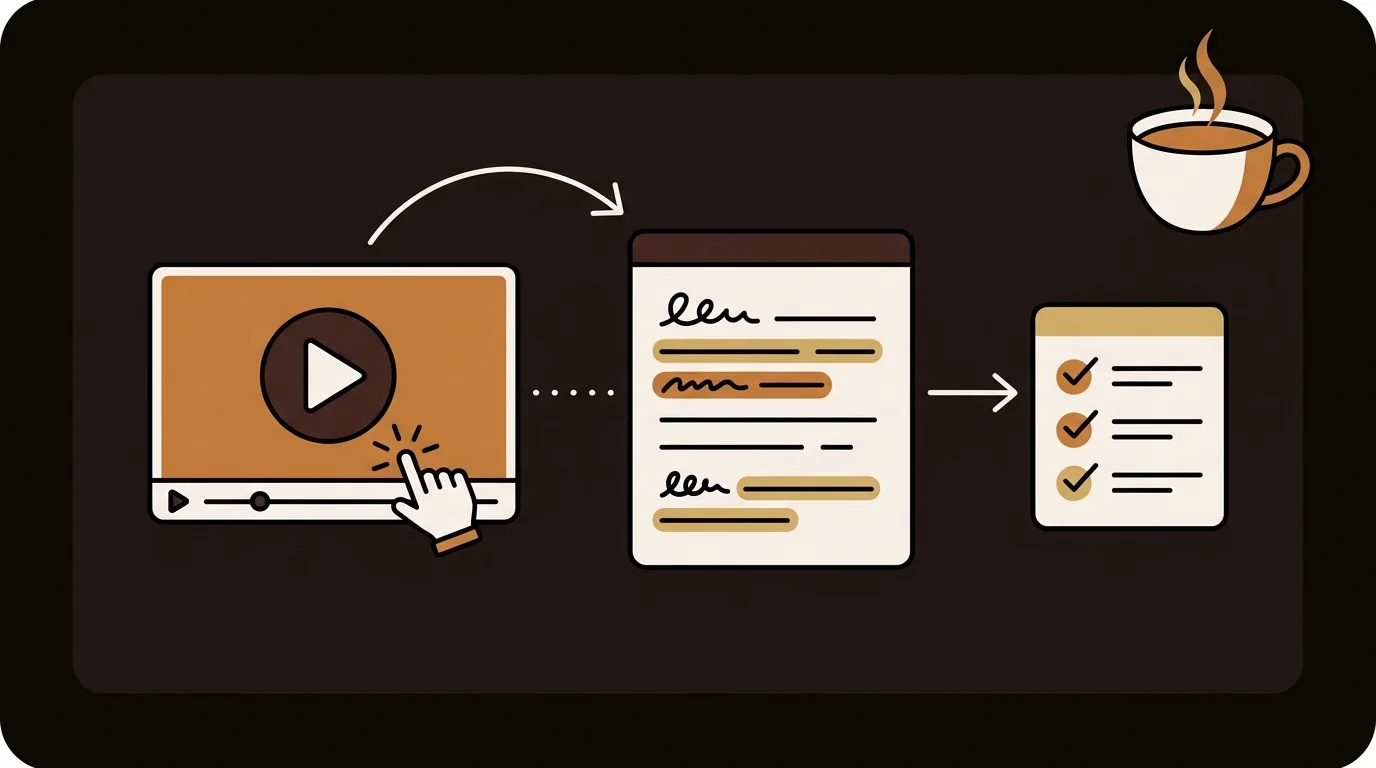 How to extract YouTube video content flow with transcript and summary steps