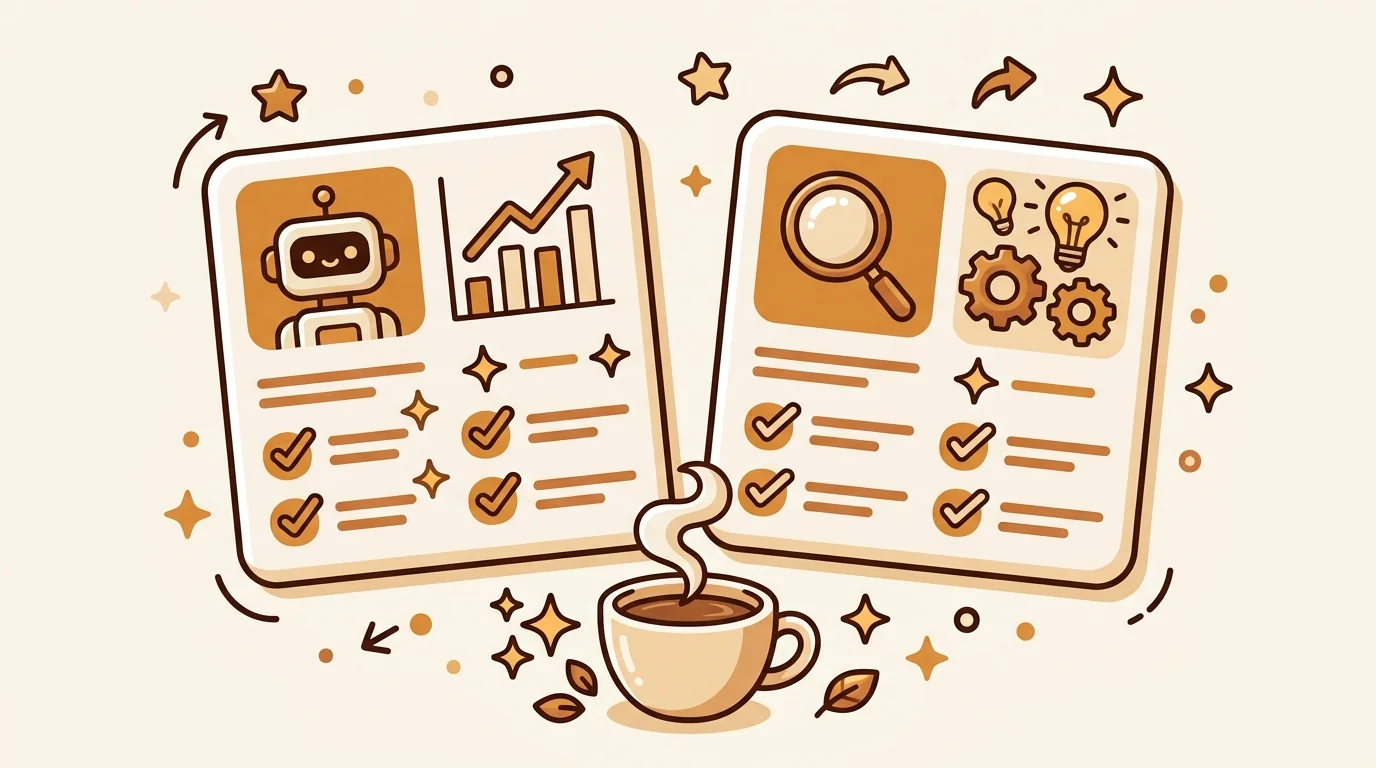 Cute cartoon comparison of NoteGPT alternatives with coffee cups and summary cards side by side